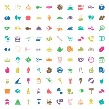 web için gıda 100 Icons set 