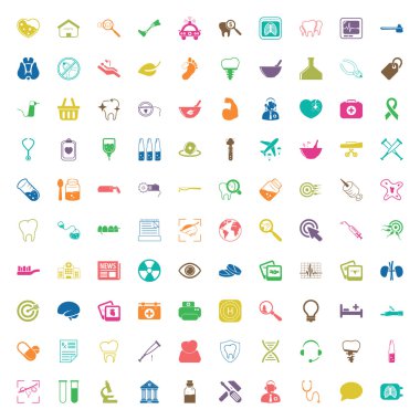 web için tıp 100 Icons set 