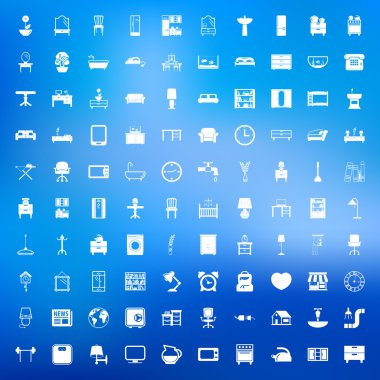 web için mobilya 100 Icons set 