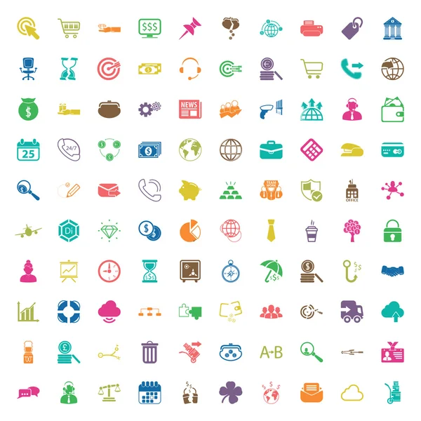 Business 100 Icons universelles Set für Web und mobile Wohnung — Stockvektor