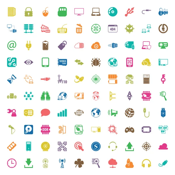 Tecnología 100 iconos para web — Vector de stock
