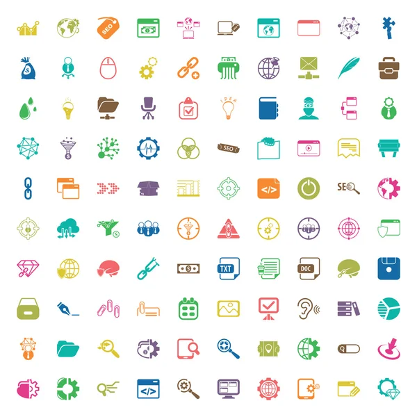 Seo 100 iconos para web — Vector de stock