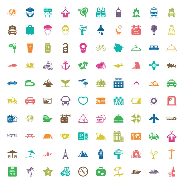 Vacaciones 100 iconos establecidos para la web — Vector de stock