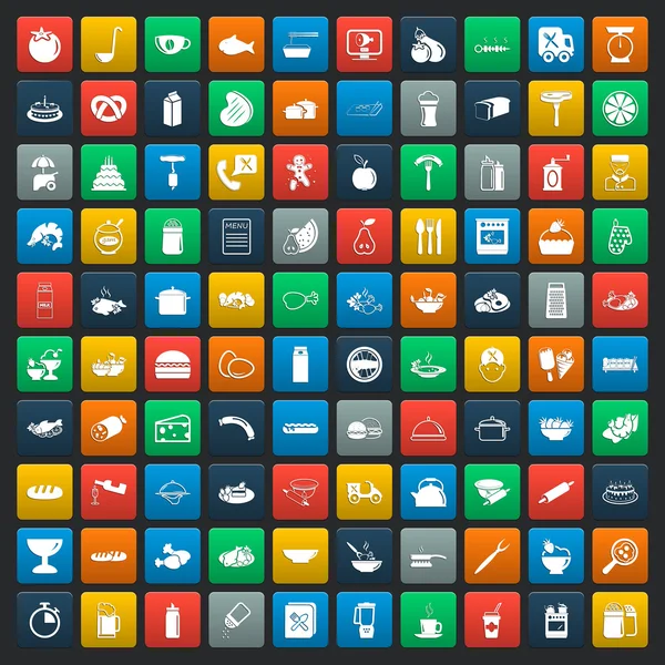 Alimento 100 ícones definidos para web —  Vetores de Stock