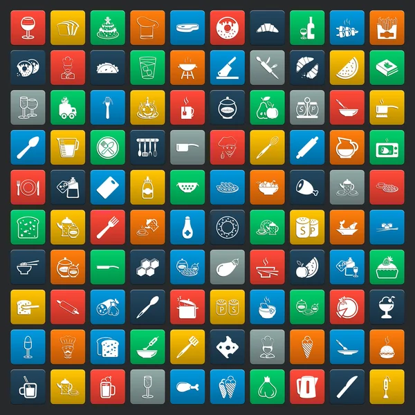 Küche 100 Symbole für das Web — Stockvektor