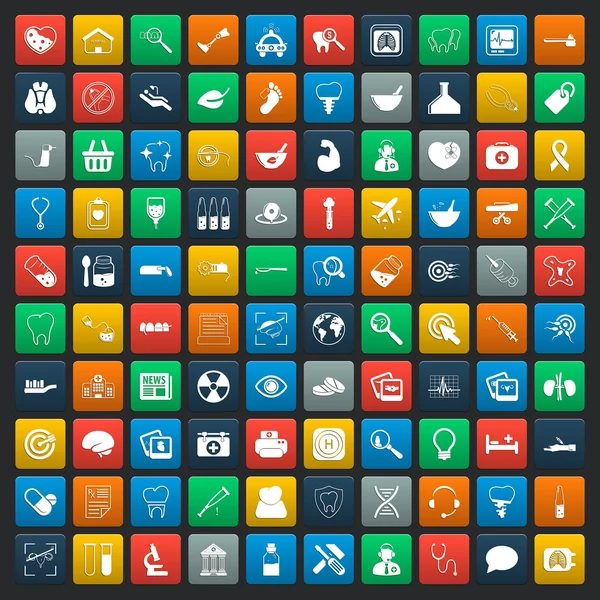 Medicina 100 ícones definidos para web — Vetor de Stock