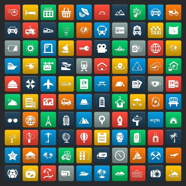 Viagem 100 ícones definidos para web —  Vetores de Stock