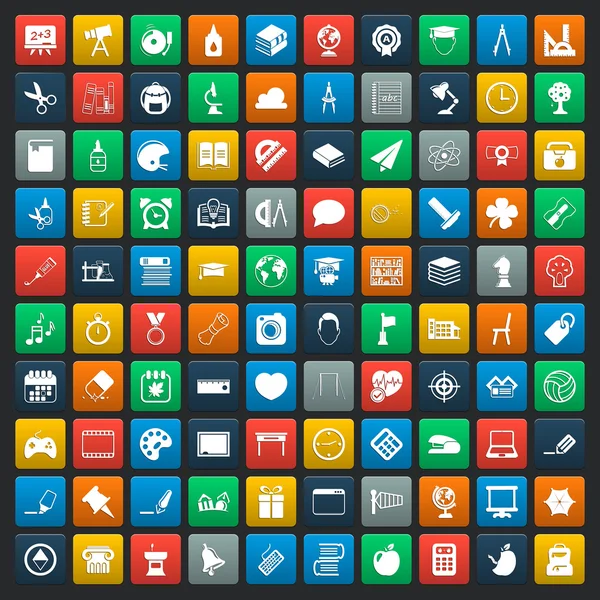 Educação 100 ícones definidos para web —  Vetores de Stock