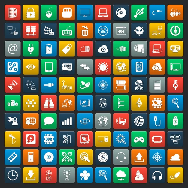 Tecnologia 100 ícones definidos para web — Vetor de Stock