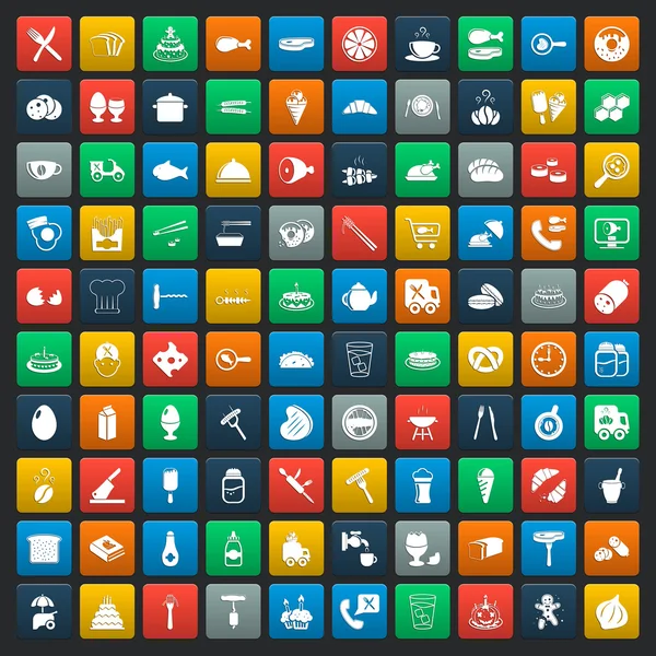 Alimento 100 ícones definidos para web —  Vetores de Stock