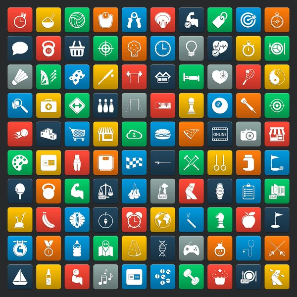 Esporte 100 ícones definidos para web — Vetor de Stock