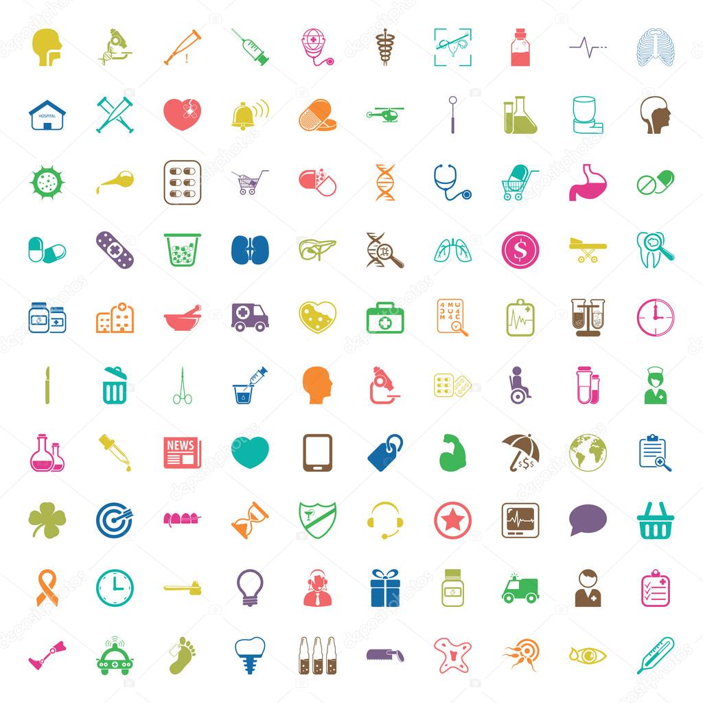 medicine 100 icons set for web 