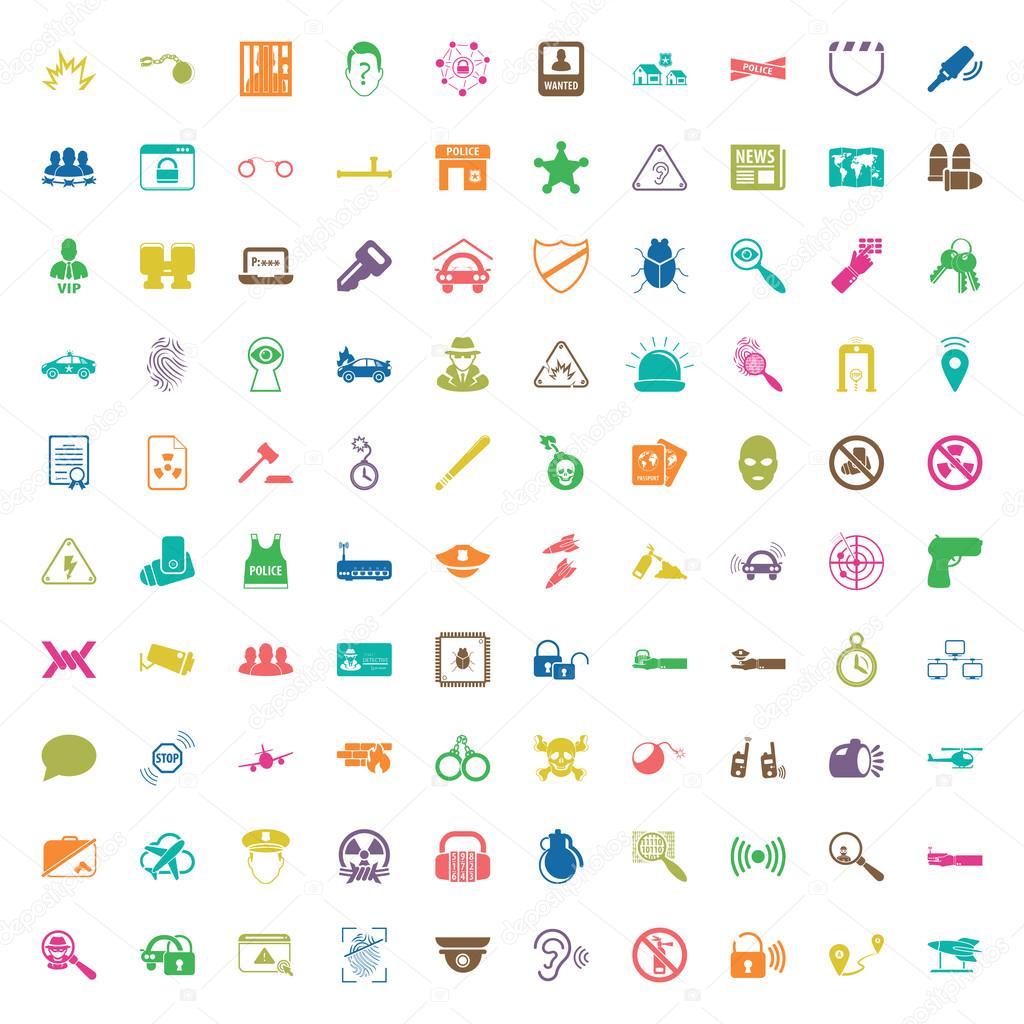 security 100  icons set for web 