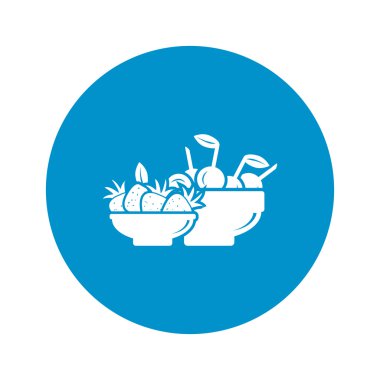 Beyaz arka plan üzerinde çilek ve vişne simgesi