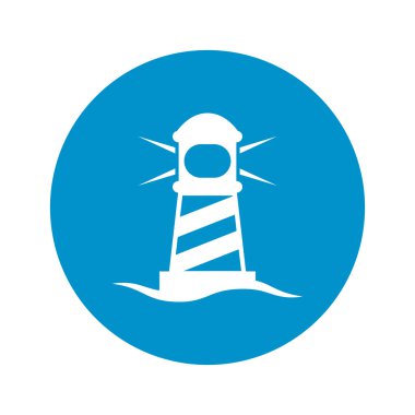 beyaz arkaplanda deniz feneri simgesi