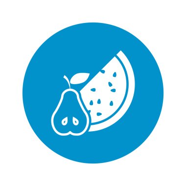  Beyaz arka plan armut ve karpuz simgesine