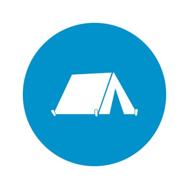 Beyaz arka plan üzerinde çadır simgesi