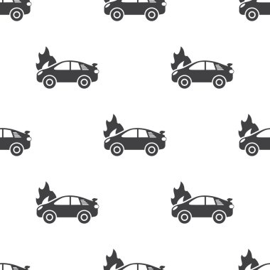 Araba ateş beyaz arka plan üstünde kutsal kişilerin resmi