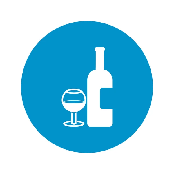 Pictogram van de fles en glas op witte achtergrond — Stockvector