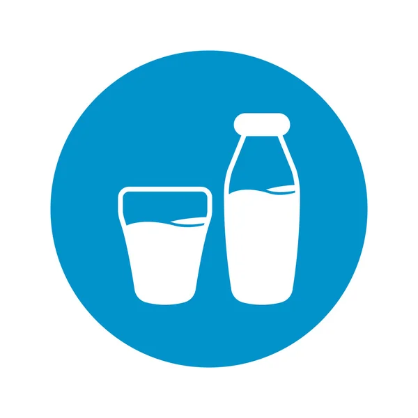 Glazen fles en melk pictogram op witte achtergrond — Stockvector