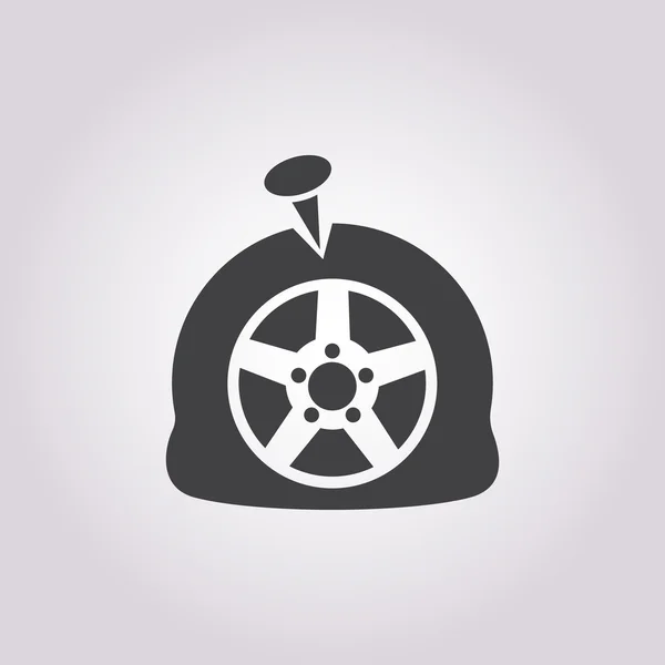 Reifenpanne Radsymbol auf weißem Hintergrund — Stockvektor
