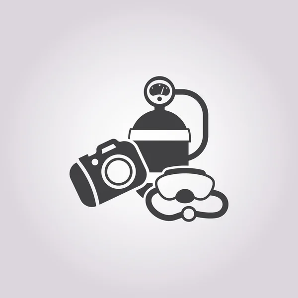 Icono de equipo de buceo sobre fondo blanco — Vector de stock