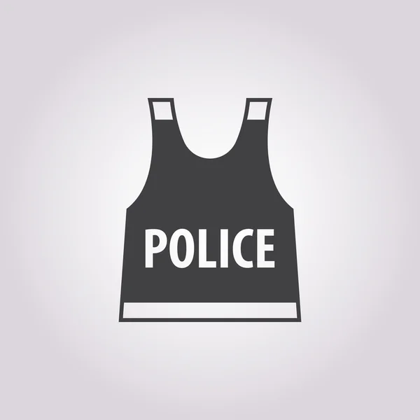 Politie flak jacket pictogram op witte achtergrond — Stockvector