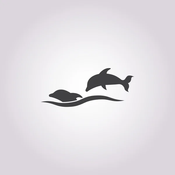 Dolphin ikonen på vit bakgrund — Stock vektor