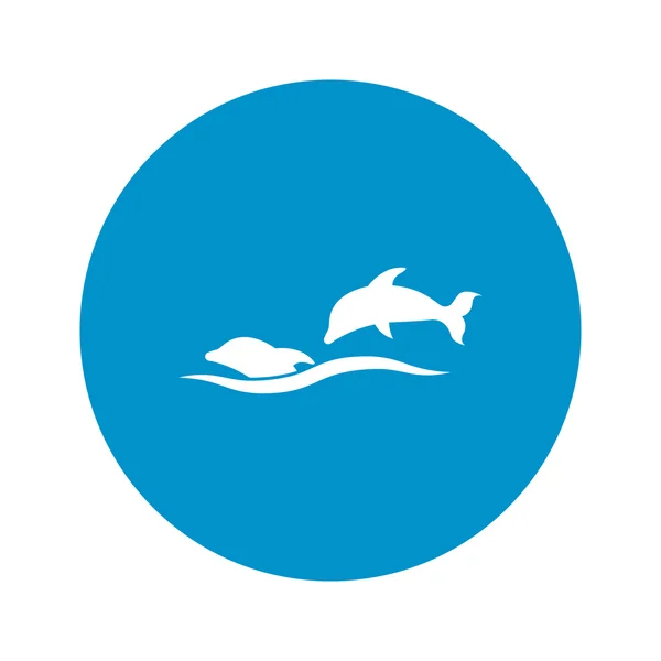 Dolfijn pictogram op witte achtergrond — Stockvector