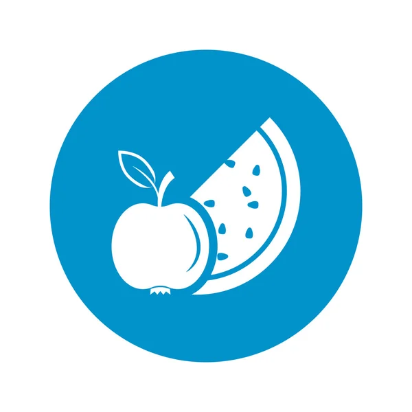 Икона яблока и арбуза на белом фоне — стоковый вектор