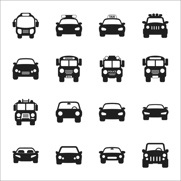 Transport, samochód 16 czarny prostych ikon zestaw dla sieci web — Wektor stockowy
