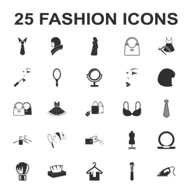 25 siyah basit simge kümesi web için güzellik, alışveriş, moda