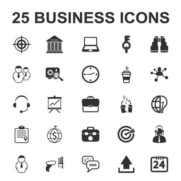 Biznes, finanse 25 czarny prosty zestaw ikon dla web — Wektor stockowy