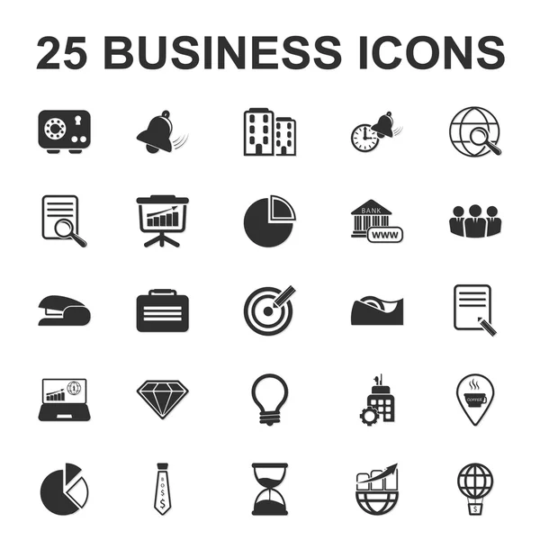 Obchod, finance 25 černé jednoduché sady ikon pro web — Stockový vektor