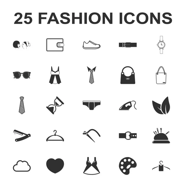 Krása, nakupování, móda 25 černé jednoduché ikony pro web — Stockový vektor