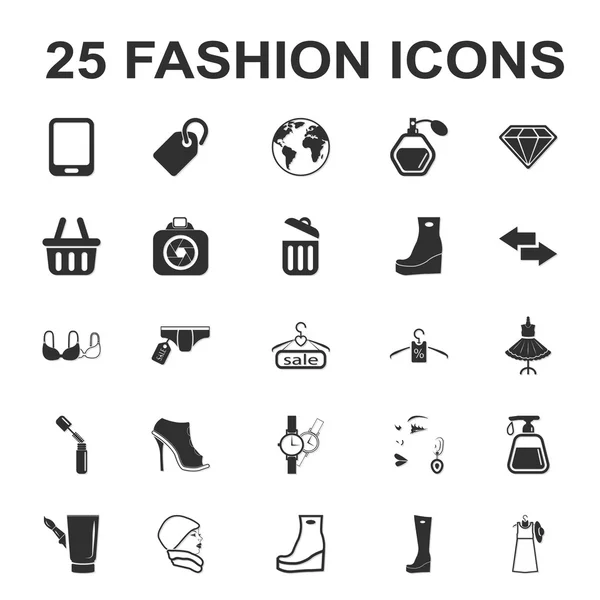 beauty, shopping, fashion 25 black simple icon set for web