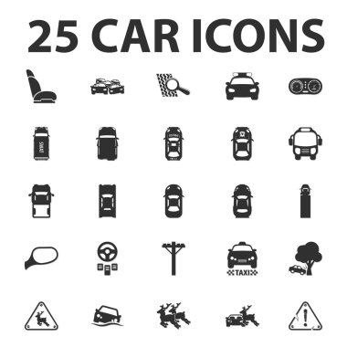 Araba, onarım 25 siyah basit simgeler web için ayarla