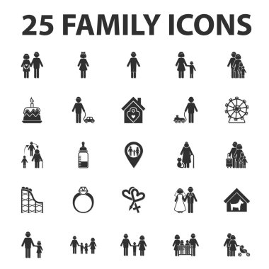 ev, Aile 25 siyah basit simgeler web için ayarla