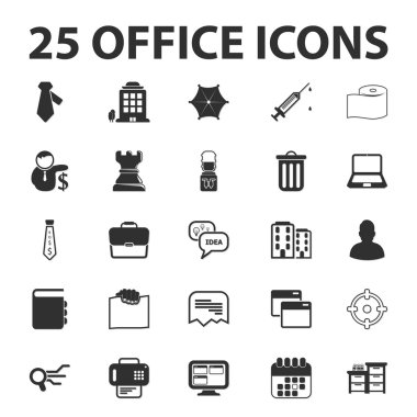 İş, finans, office 25 siyah basit simgeler kümesi web için