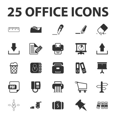 İş, finans, office 25 siyah basit simgeler kümesi web için