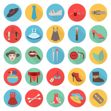 moda, beuty, shoping 25 düz simgeler web için ayarla