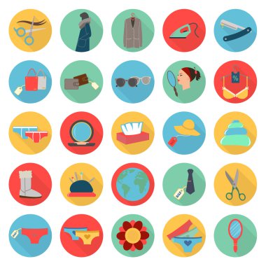 moda, beuty, shoping 25 düz simgeler web için ayarla