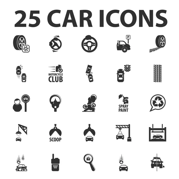 Samochód, naprawa 25 czarny prostych ikon dla sieci web — Wektor stockowy