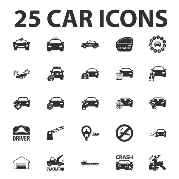 Coche, reparación 25 negro iconos simples conjunto para web — Archivo Imágenes Vectoriales