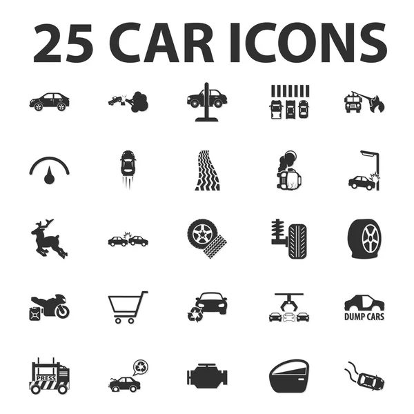 Samochód, naprawa 25 czarny prostych ikon dla sieci web — Wektor stockowy