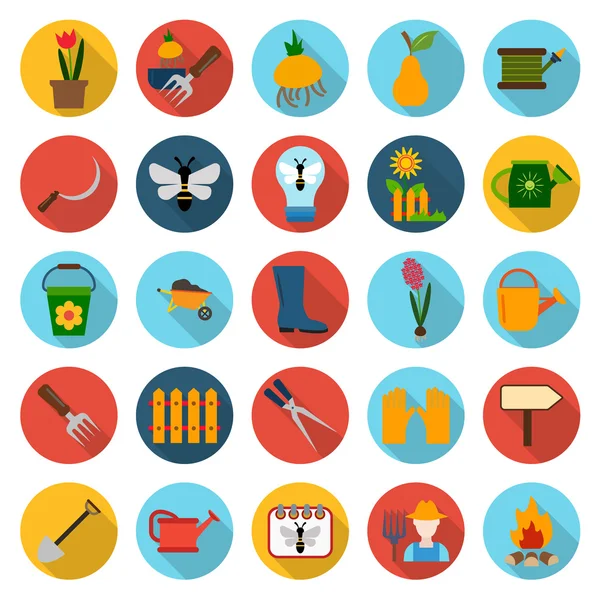 Fattoria, giardinaggio 25 icone piatte set per web — Vettoriale Stock
