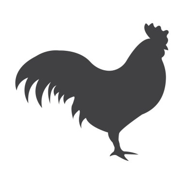 horoz tavuk siyah beyaz arka plan web için basit simgesine