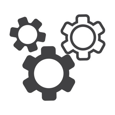 Gears'ı basit simgesi web için beyaz arka planda siyah