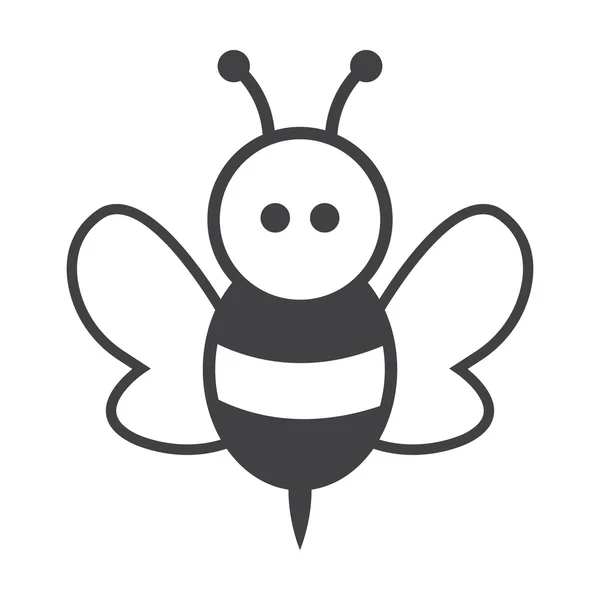 Bee black simple icon on white background for web — Stock Vector
