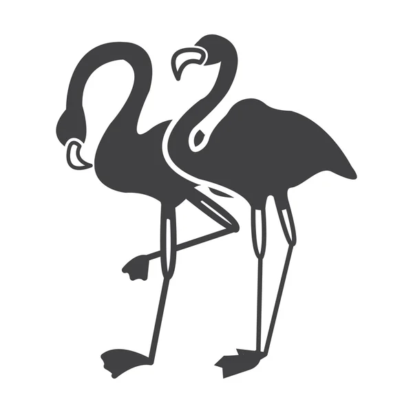 Flamingo svart enkel ikon på vit bakgrund för webben — Stock vektor